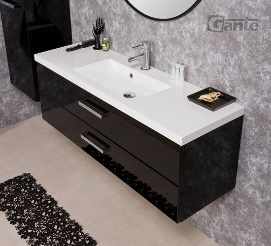 Czarna szafka wisząca z umywalką 120 cm Clever seria Fokus C