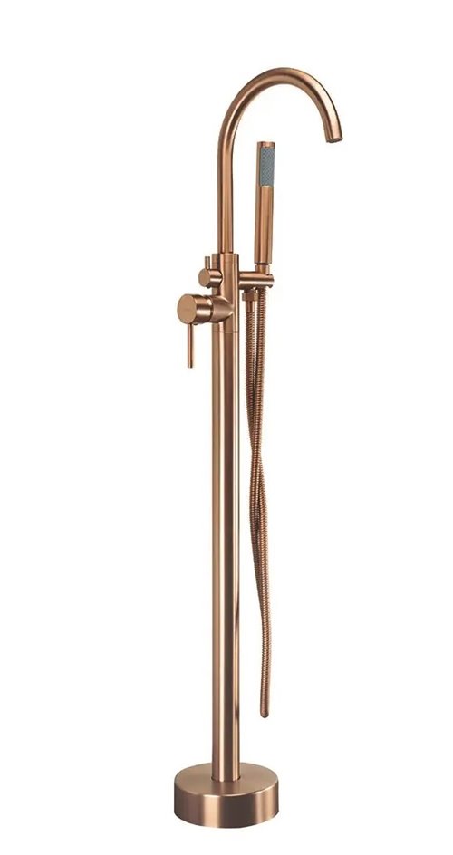 Bateria wannowa podłogowa Lungo Rea miedź szczotkowana