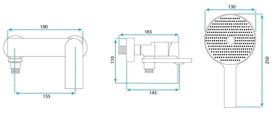 Bateria wannowa natynkowa złota szczotkowana Rea Veneta