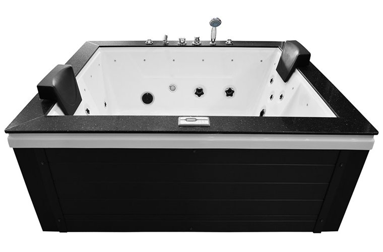 Czarna prostokątna wanna z hydromasażem 180x150 cm MUS-1089C