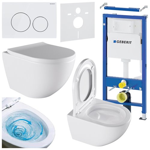 Zestaw podtynkowy stelaż GEBERIT DUOFIX + miska NERO-WH-02 + przycisk DELTA 20 biały