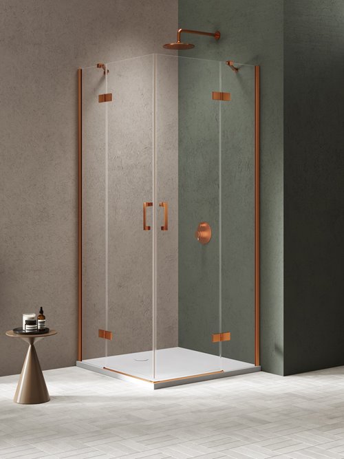 Kabina prysznicowa drzwi podwójne kolor miedź szczotkowana 80x80 cm K-4650 New Trendy Nesta Copper Brushed