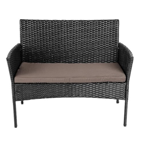 Zestaw mebli ogrodowych z technorattanu stół, sofa, krzesła dla 4 osób Rita czarny