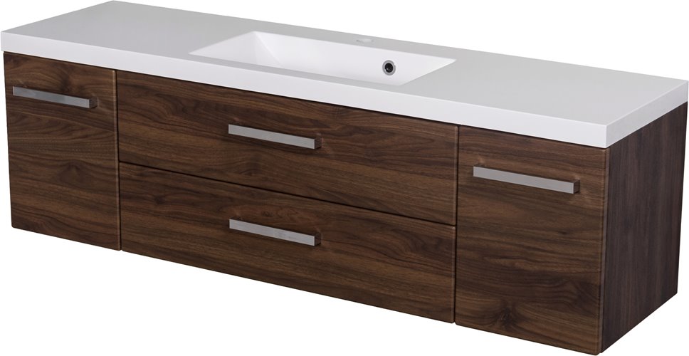 Szafka łazienkowa wisząca z umywalką 140 cm 39/2 Fokus kolor orzech