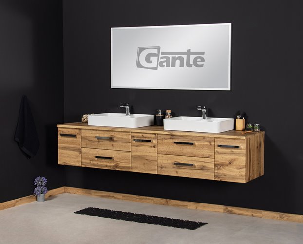 Szafka wisząca z umywalką 210 z dwiema umywalkami C2 seria Fokus NE