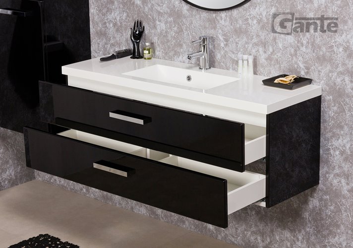 Czarna szafka wisząca z umywalką 120 cm Clever seria Fokus C