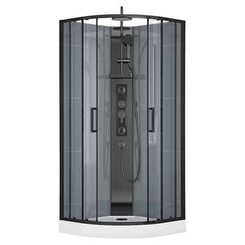 Kabina prysznicowa zabudowana z hydromasażem czarna 90x90 Wega Black Kerra