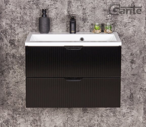 Szafka łazienkowa z umywalką wisząca szklane fronty czarny mat 60 cm Bravia Gante