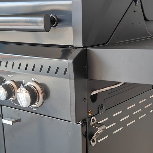 Grill gazowy ZEUS-B kolor czarny ruszt żeliwny moc 11,5 kW + pokrowiec + palnik boczny