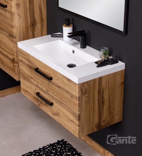 Szafka wisząca z umywalką 80 cm kolor dąb naturalny 39/2 seria Fokus Loft Gante