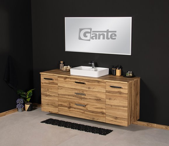 Szafka wisząca z umywalką 180 cm kolor dąb naturalny C3 seria Fokus NE