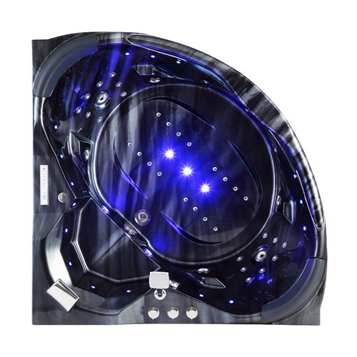 Czarna wanna z hydromasażem narożna 155x155 cm Eos 932 Hydrosan