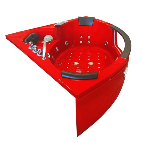 Czerwona wanna z hydromasażem narożna Turbo+ 152x152 cm MO-1004