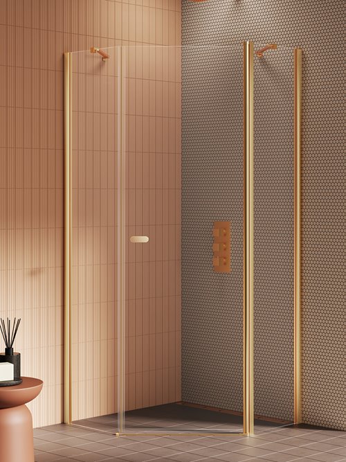 Złota kabina prysznicowa pięciokątna 80x80 K-3581 New Soleo Gold Brushed New Trendy
