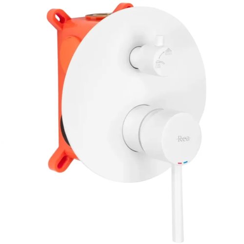 Biały zestaw wannowy prysznicowy podtynkowy Lungo Rea