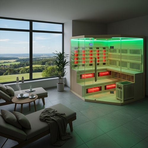 Sauna Combo na podczerwień + fińska 6 osobowa 200x200 cm Moss2 8KW