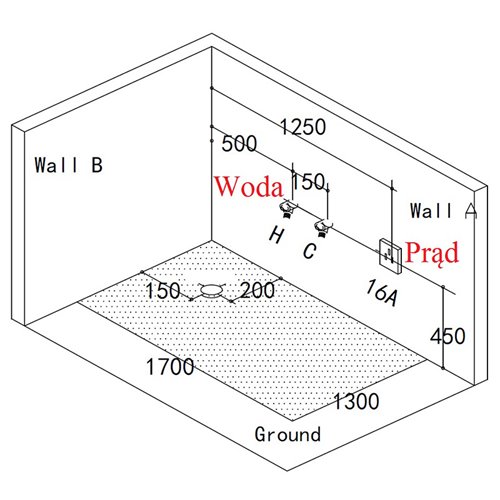 Wanna z hydromasażem prostokątna 170x130 cm Tugela-WH