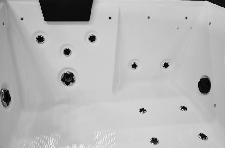 Szara prostokątna wanna z hydromasażem, obudowa grafitowa 180x150 cm MUS-1089