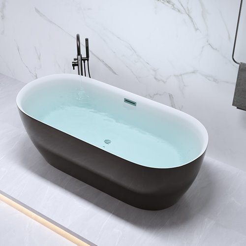 Wanna wolnostojąca czarno-biała 150 cm Cesana Hydrosan