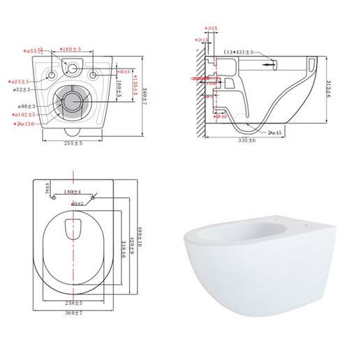 Biała miska wc wisząca Rimless Nero Tornado NERO-WH-02 Hydrosan