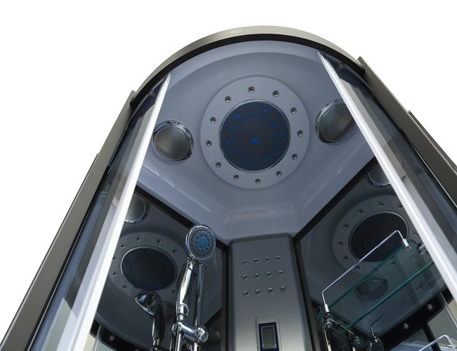 Kabina prysznicowa z hydromasażem półokrągła zabudowana czarna 80x80 MO-0513AB