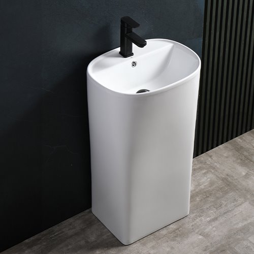 Umywalka wolnostojąca ceramiczna owalna biała 49x37x83 cm CLARO-WH-490