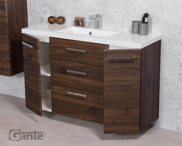 Szafka łazienkowa wisząca z umywalką 120 cm 39/3 Fokus kolor orzech