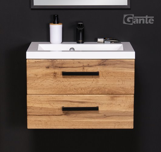 Szafka wisząca z umywalką 60 cm kolor dąb naturalny 39/2 seria Fokus Loft Gante