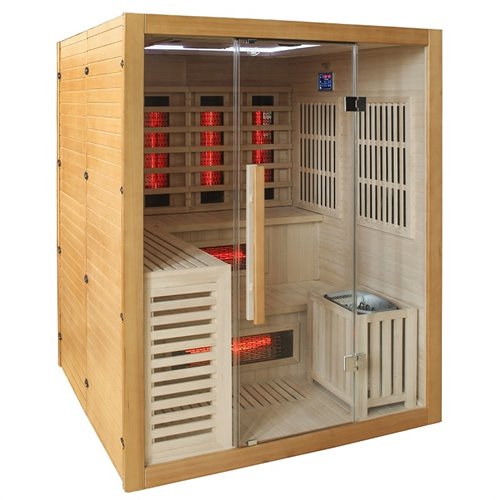 Sauna Combo na podczerwień + fińska 4-osobowa 160x160 cm Helsi3 6KW