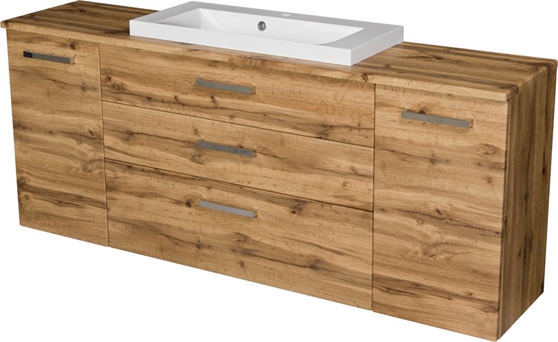 Szafka wisząca z umywalką kolor dąb naturalny 180 cm 180/39/C3 seria Fokus NE