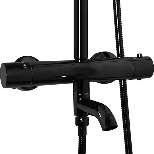 Czarny połysk zestaw prysznicowy z termostatem i wylewką Lungo Rea Black