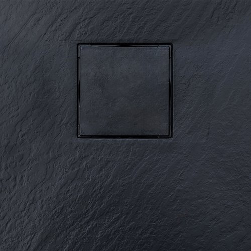 Czarny brodzik prysznicowy prostokątny o strukturze kamienia 90x70 cm Riko Hydrosan