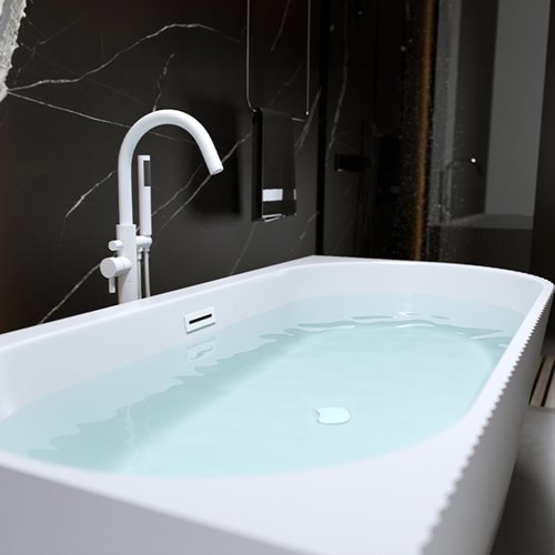 Wanna ryflowana przyścienna narożna lewa korek oraz przelew biały 140 cm Rio Hydrosan