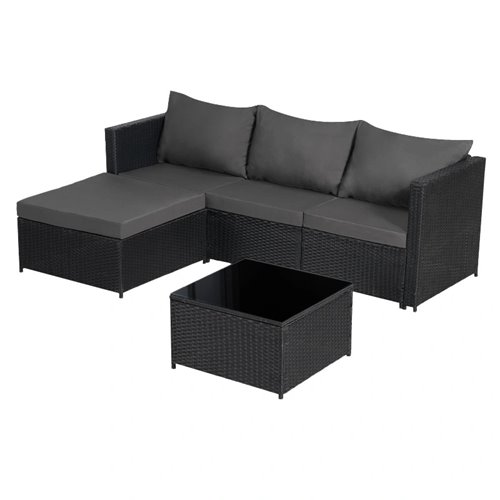 Meble ogrodowe technorattan sofa, stół, dostawka zestaw Volta zdjęcie 5