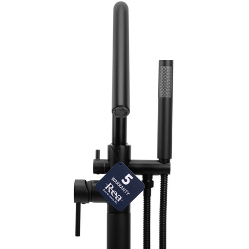 Czarna bateria wannowa wolnostojąca Aras Rea