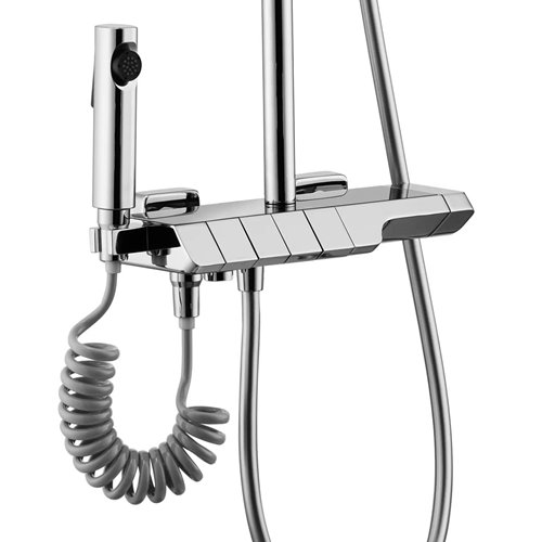 Chromowany zestaw prysznicowy z wylewką i termostatem Rob Rea