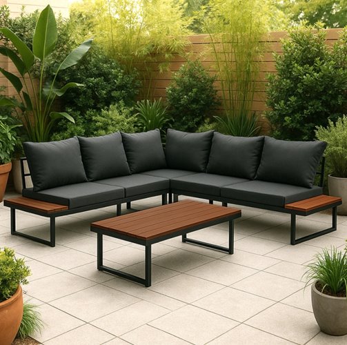 Zestaw mebli ogrodowych metalowych stół i narożnik Toba zdjęcie 2