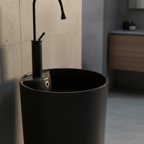 Umywalka wolnostojąca ceramiczna owalna czarny mat 85x40 cm LINO-MTB-400
