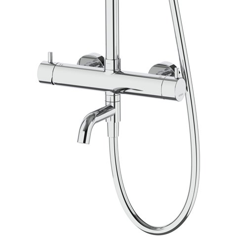 Kolumna prysznicowa w kolorze chrom wylewka wannowa z deszczownicą kwadratową CMN01MCHW Lugo Corsan