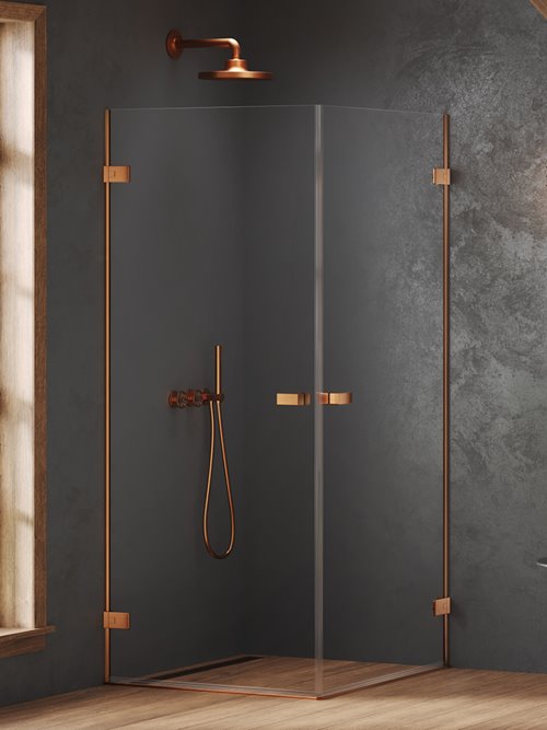 Kabina prysznicowa pełne drzwi 70x70 cm miedź szczotkowana , AXJ-0377 Oxia Black New Trendy