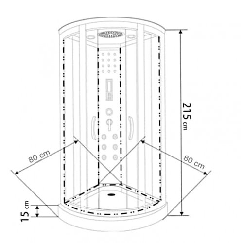 Kabina prysznicowa z hydromasażem niski brodzik białe ściany 80x80