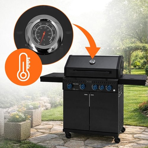 Termometr w pokrywie grilla detal