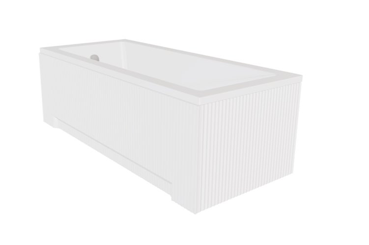 Biała ryflowana wanna prostokątna z obudową 140 cm Modern Besco