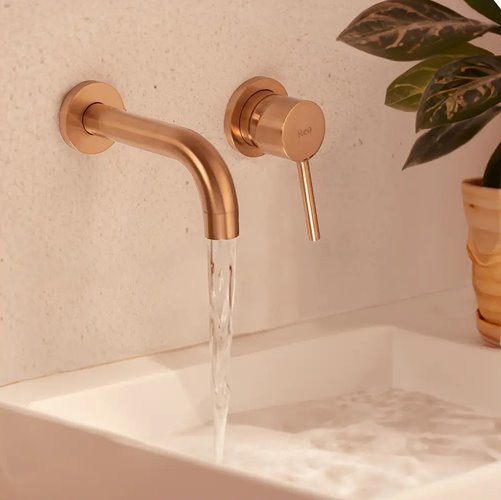 Bateria umywalkowa podtynkowa box Rea Lungo miedź szczotkowana