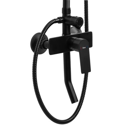 Czarny zestaw prysznicowy z wylewką Maximus Rea Black