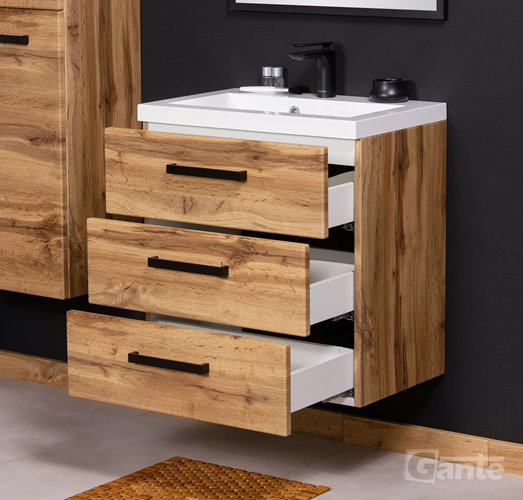 Szafka wisząca z umywalką 60 cm kolor dąb naturalny 39/3 seria Fokus Loft Gante