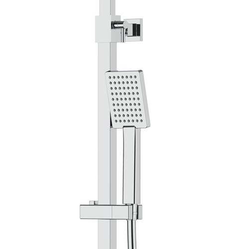 Kolumna prysznicowa w kolorze chrom wylewka wannowa z baterią termostatyczną deszczownica kwadratowa CMN02TCHW Ango Corsan