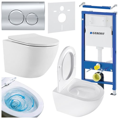 Zestaw podtynkowy stelaż GEBERIT DUOFIX + miska NERO-WH-03 + przycisk DELTA 20 chrom