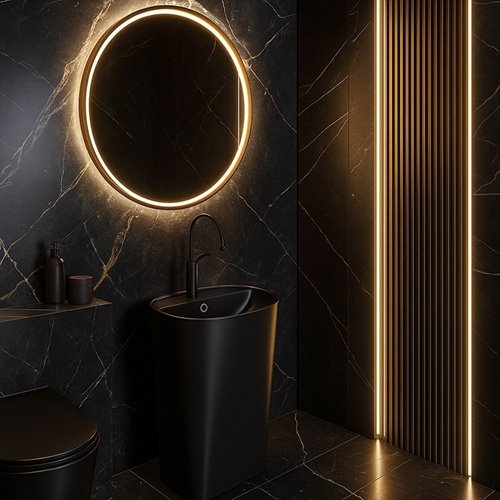 Umywalka wolnostojąca ceramiczna owalna czarny mat 49x37x83 cm CLARO-MTB-490