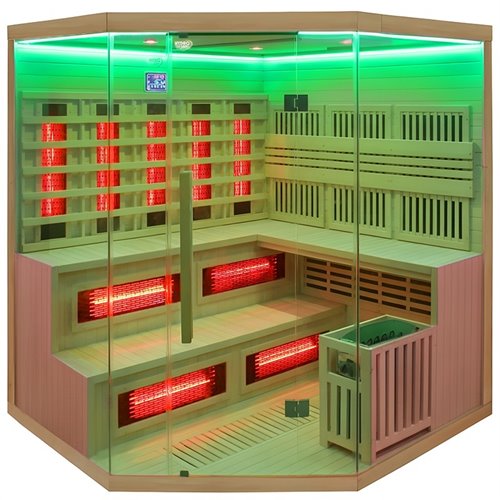 Sauna Combo na podczerwień + fińska 6 osobowa 200x200 cm Moss2 8KW